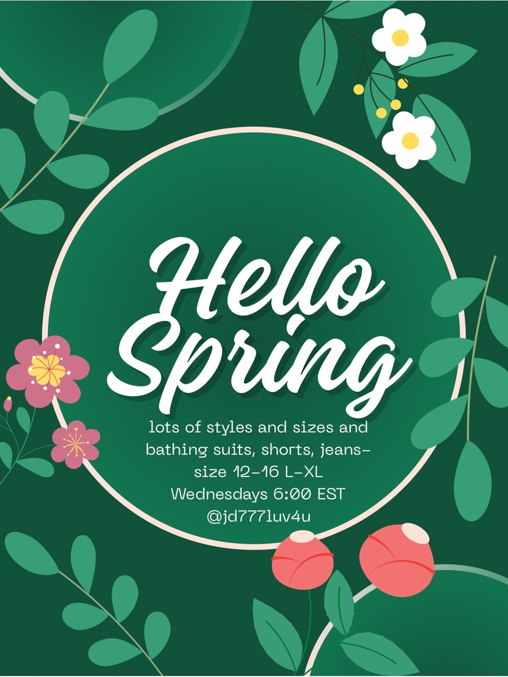 Hello Spring Women’s Dress - Green Floral Graphic live on WN listings on Posh